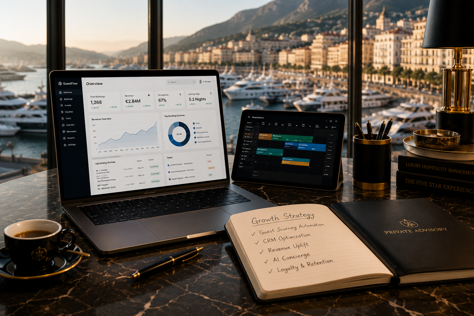 Luxury hospitality growth strategy dashboard